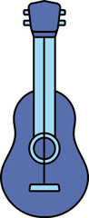 Guitar Icon In Blue Color.