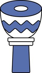 Vector Illustration of Djembe Drum In Blue And White Color.