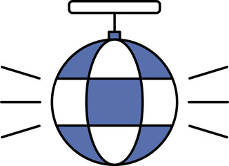 Disco Ball Icon In Blue and White Color.