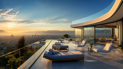 breathtaking panoramic views from the windows or balcony of the luxury property - obrazy, fototapety, plakaty