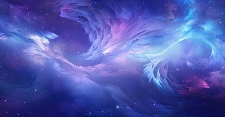 A cosmic dance in electric blues and purples.