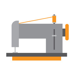 Obraz premium Sewing machine vector. Tool for embroidery and sewing handmade clothes. Multicolored flat vector icon representing clothes concept isolated on white background