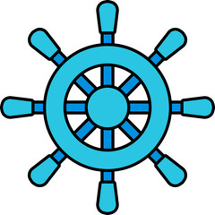 Obraz premium Ship Wheel Icon In Blue Color.