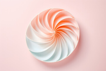 Beautiful nautilus sea shell on solid studio background. Ocean summer and vacation concept.