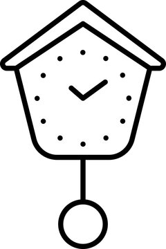 recommend clip art: Cuckoo Clock Icon In Black Line Art.