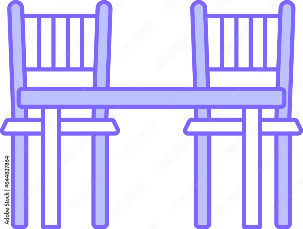 Wall mural Table With Chairs Icon In Blue And White Color.