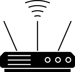 B&W Router Flat Icon Or Symbol.