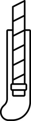 Cutter Knife Icon In Black Line Art.