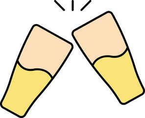 Cheers Drink Glass Icon in Yellow and Peach Color.