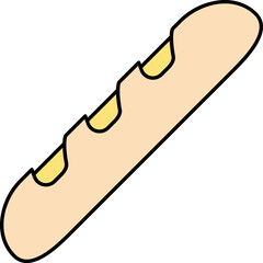Isolated Baguette Icon in Peach and Yellow Color.