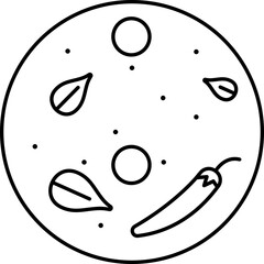 Pulissery Dish Icon in Thin Line Art.