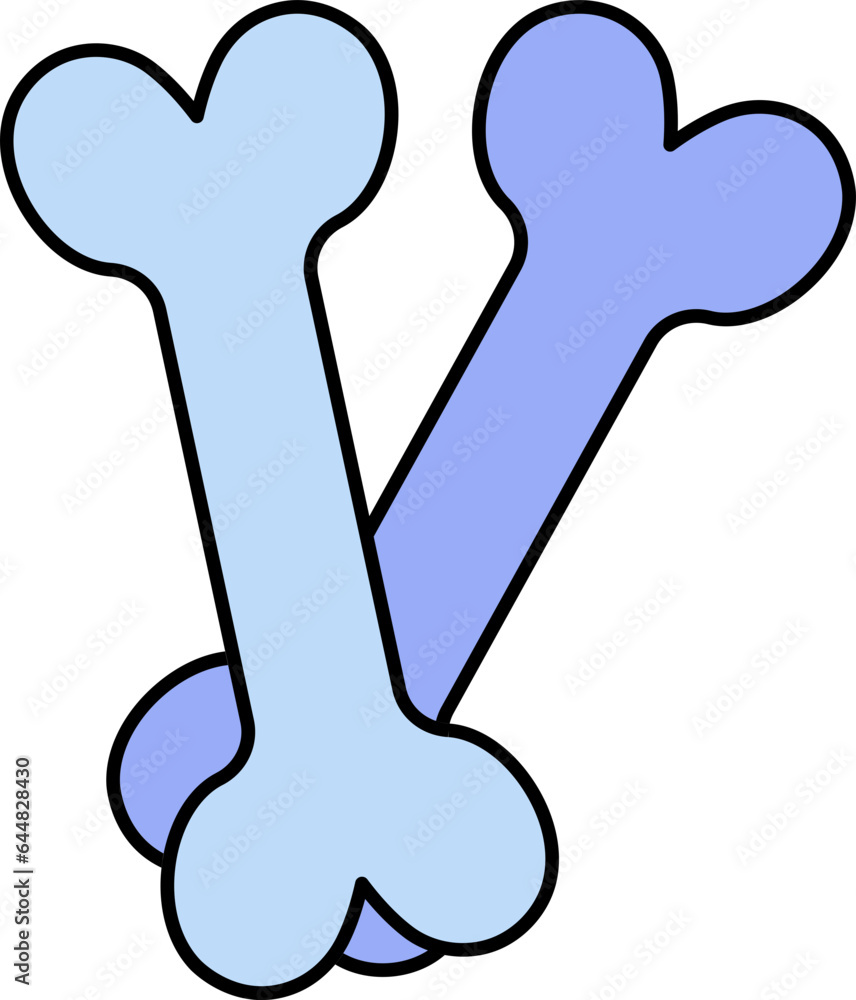 Sticker bones icon in blue color.