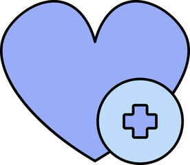 Heart With Medical Symbol Icon In Blue Color.