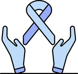 Protect From Cancer Icon In Blue Color.