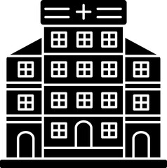 Fototapeta premium Hospital Building Icon In B&W Color.
