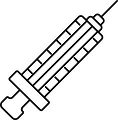 Isolated Syringe Icon In Black Outline.