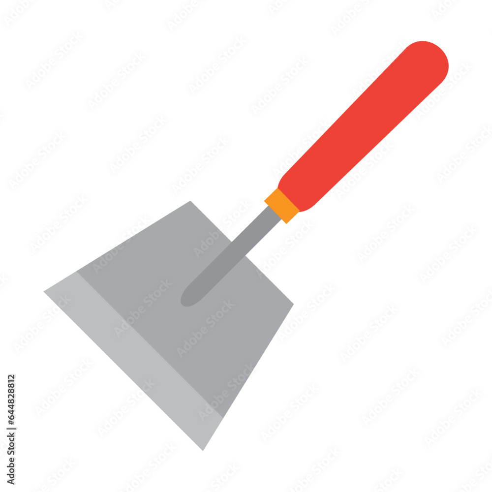 Poster scoop spatula vector. tool for cleaning walls from plaster and applying putty. multicolored flat vec
