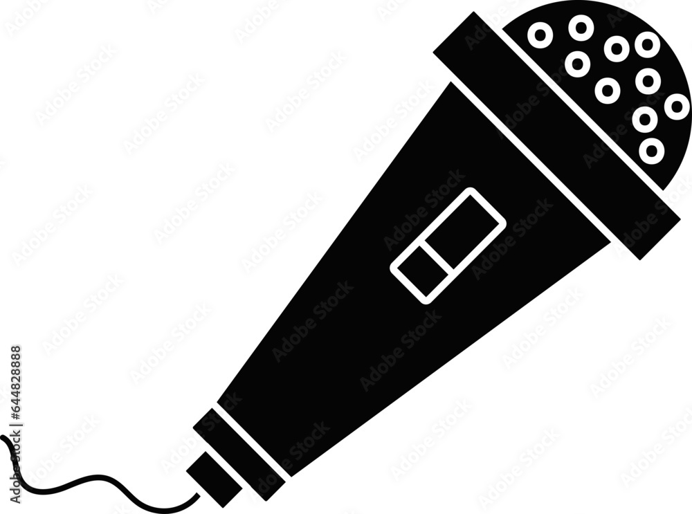 Poster Flat Style Microphone Icon In B&W Color.