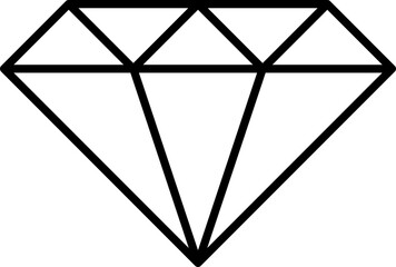 Diamond Icon In Black Line Art.