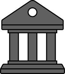 Gray Bank Building Icon in Flat Style.