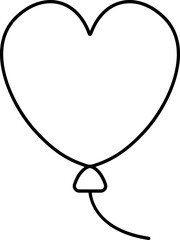 Heart Shaped Balloon Icon In Line Art.