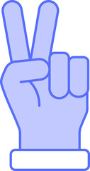 Peace Hand Icon In Blue And White Color.