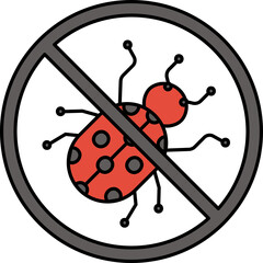 Stop Ladybug Icon In Grey and Orange Color.