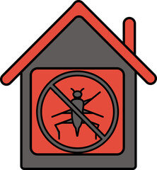 Pest Control House Grey and Orange Icon.