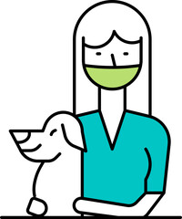 Woman Wear Mask With Dog Icon In Flat Style.