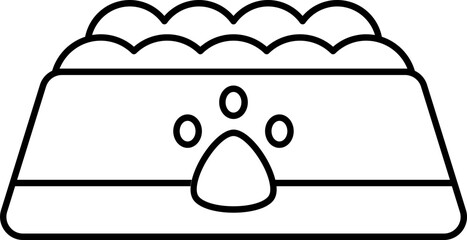Pet Food Bowl Icon In Black Line Art.