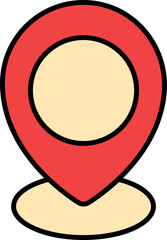 Location Pin Icon In Red And Yellow Color.