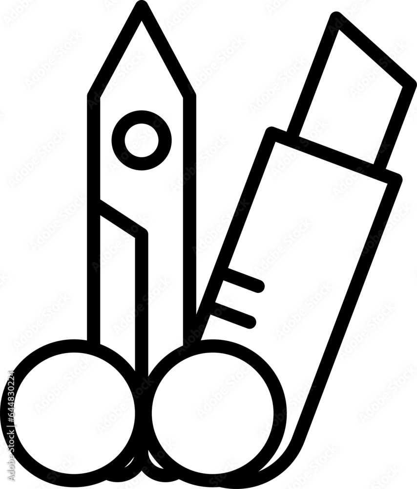 Poster scalpel and scissors icon in linear style.