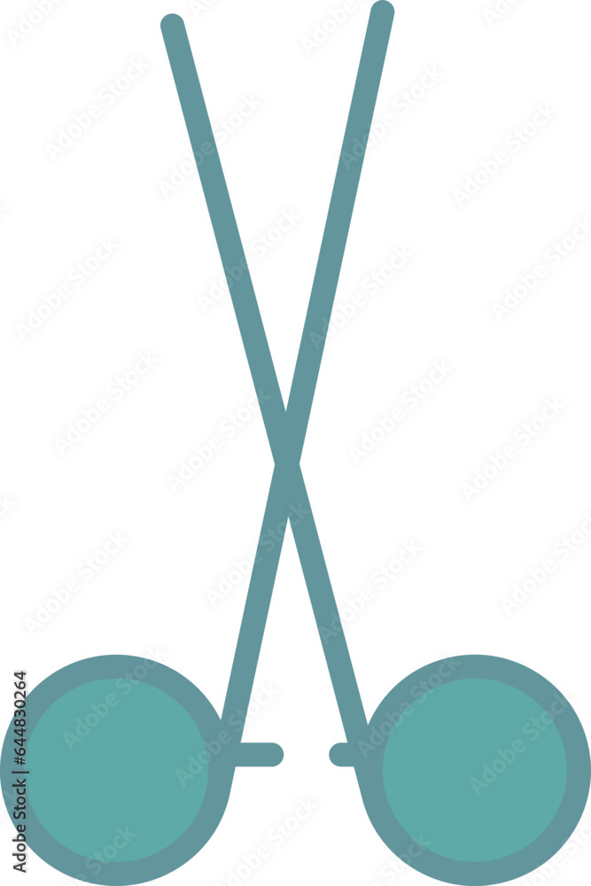 Poster isolated scissors icon in green color.