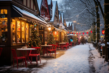 Beautiful and romantic Christmas markets. AI generative. - obrazy, fototapety, plakaty