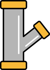 Y Shape Pipe Icon In Gray And Orange Color.