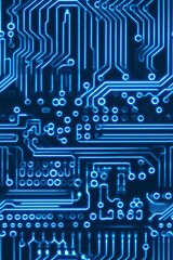 a blue electronic circuit board background in blueprint style.