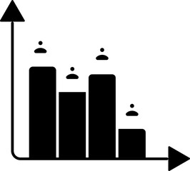 People Bar Chart Icon In B&W Color.