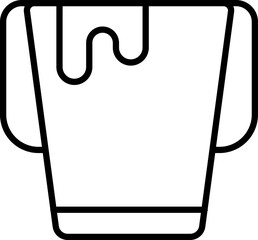 Paint Bucket Icon In Black Outline.