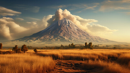 the Parícutin volcano, a unique and relatively young volcano that emerged in a cornfield - obrazy, fototapety, plakaty