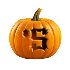 Obraz premium Halloween pumpkin font letter 'S. Isolated on transparent background. 