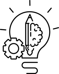 Idea Innovation Management Icon In Black Line Art.