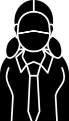 Illustration Of Female Student Wearing Mask In Glyph Style.