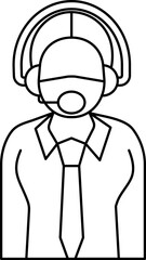 Customer Care Wear Mask Icon In Black Outline.