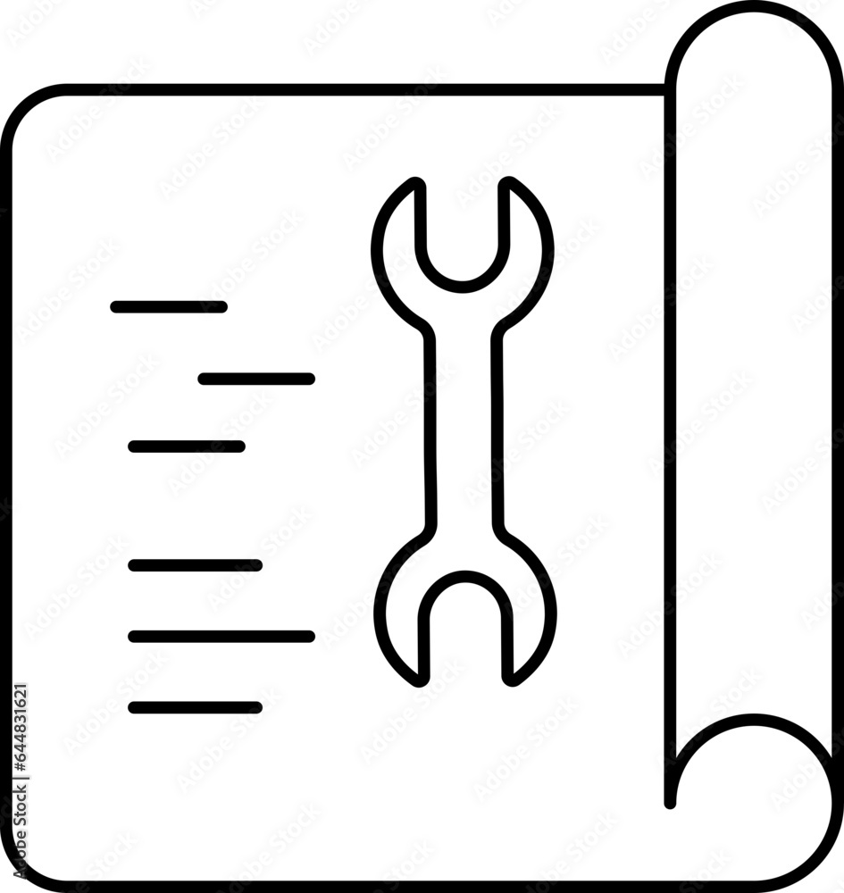 Aufkleber scroll setting page icon in line art.
