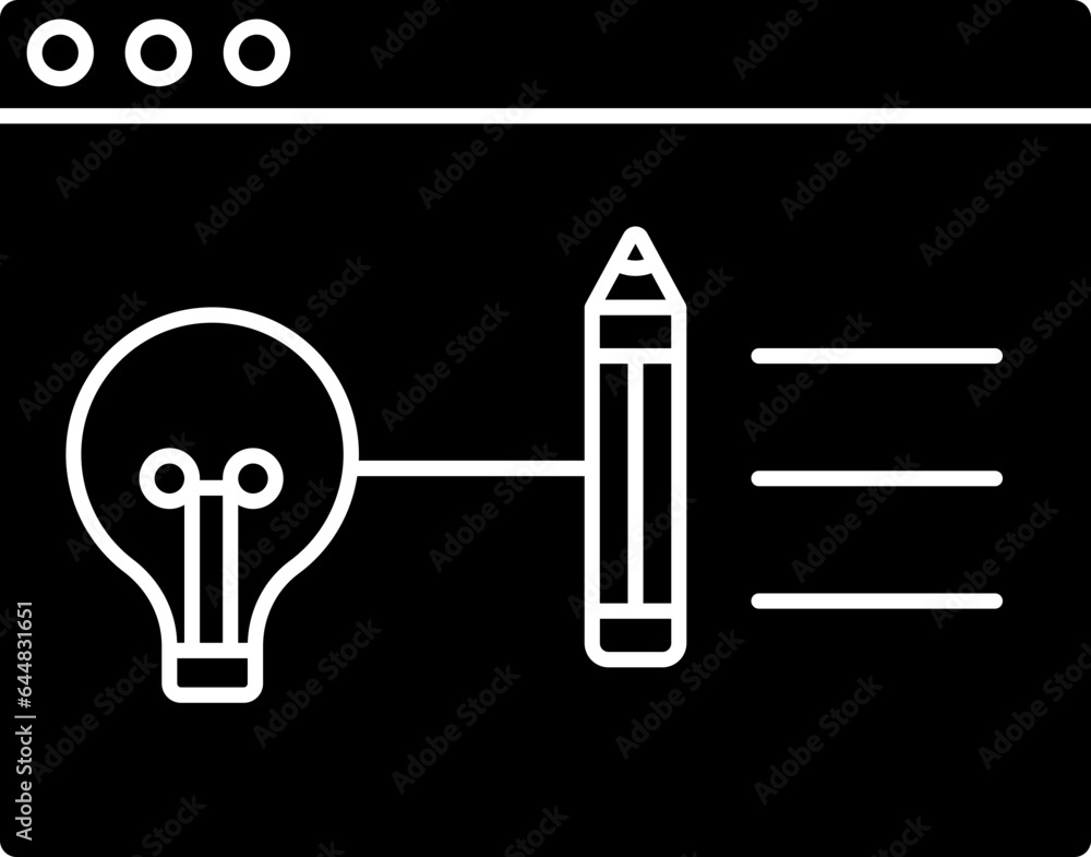 Poster creative web page icon in b&w color.