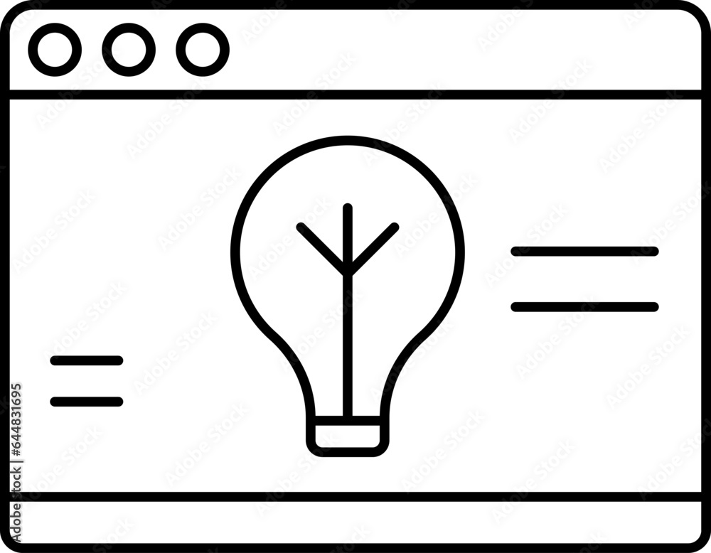 Sticker Black Outline Bulb On Web Page Icon.