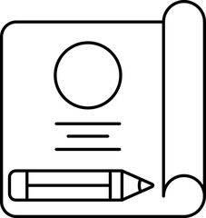 Line Art Illustration of Pencil With Circle Draw On Paper Icon.