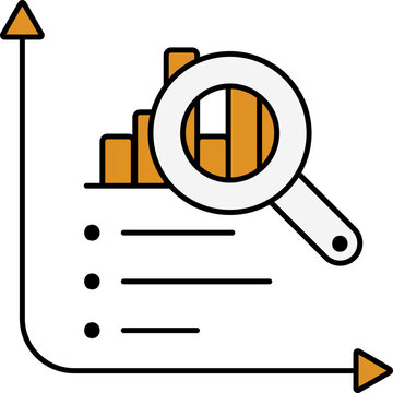Yellow And White Search Bar Graph Icon.