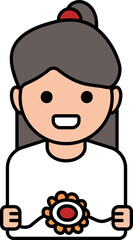 Cheerful Young Girl Holding Rakhi (Wristband) Icon.