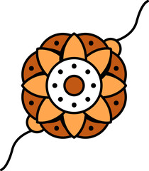Brown and White Floral Rakhi(Wristband) Icon in Flat Style.